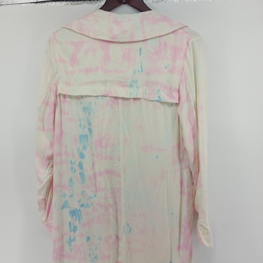 Something Navy Jackets & Coats Something Navy Satin Trench Coat Pink Tie Dye XS - Picture 7 of 8
